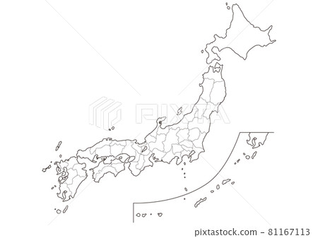 日本地圖插圖_無縣名_邊界線_wh 81167113