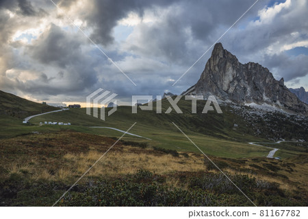 Giau Pass high alpine pass, popular travel destination in Dolomites, Italy Giau Pass high alpine pass, popular travel destination in Dolomites, Italy 81167782