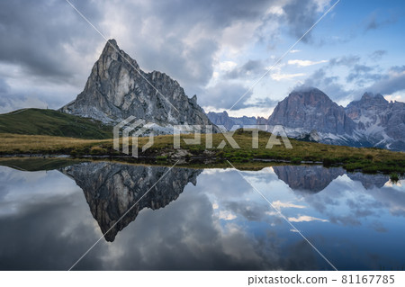 Giau Pass high alpine pass, Passo Giau popular travel destination in Dolomites, Italy 81167785