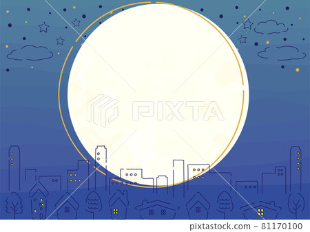滿月和夜景,簡單的插圖 滿月和夜景,簡單的插圖 81170100