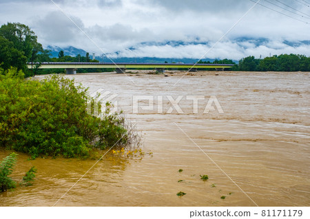 River that was flooded by heavy rain 81171179