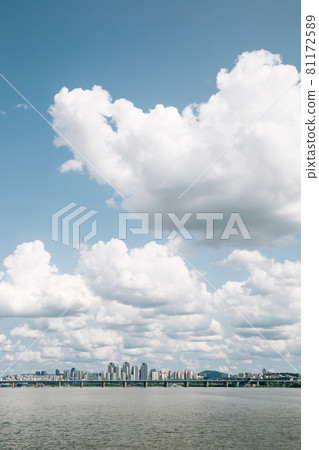 Han river park Dongjak Daegyo bridge and modern buildings in Seoul, Korea Han river park Dongjak Daegyo bridge and modern buildings in Seoul, Korea 81172589