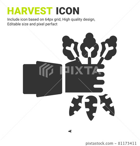 Harvest icon vector with glyph style isolated on white background. Vector illustration crop sign symbol icon concept for digital farming, technology, industry, agriculture, apps, web and all project Harvest icon vector with glyph style isolated on white background. Vector illustration crop sign symbol icon concept for digital farming, technology, industry, agriculture, apps, web and all project 81173411
