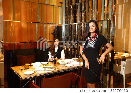 LGBTQIA+ two women have Lunch in restaurant on Dating. 20s young Lovely Friends feels happy smile LGBTQIA+ two women have Lunch in restaurant on Dating. 20s young Lovely Friends feels happy smile 81176410