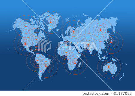 illustration alert on blue world map illustration alert on blue world map 81177092