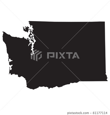 Washington map on white background. Washington state sign. Washington state of USA black outline map symbol. flat style. Washington map on white background. Washington state sign. Washington state of USA black outline map symbol. flat style. 81177114