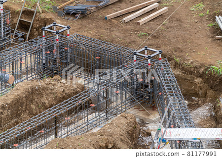 Reinforcing bar construction, pillar beam, foundation construction Reinforcing bar construction, pillar beam, foundation construction 81177991