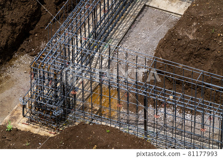 Reinforcing bar construction, pillar beam, foundation construction Reinforcing bar construction, pillar beam, foundation construction 81177993