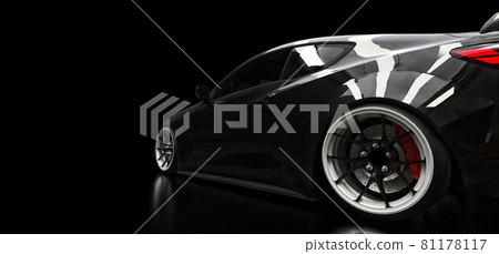 Black sports car coupe on a black background. 3d rendering. 81178117