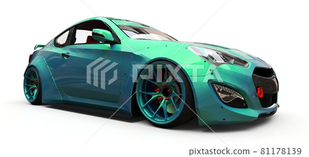 Green small sports car coupe. 3d rendering. Green small sports car coupe. 3d rendering. 81178139