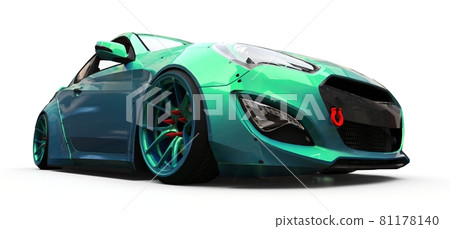 Green small sports car coupe. 3d rendering. Green small sports car coupe. 3d rendering. 81178140