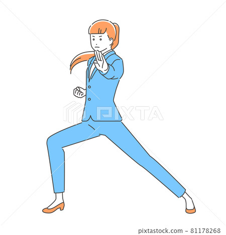 Three colors of women holding a business karate kata Three colors of women holding a business karate kata 81178268