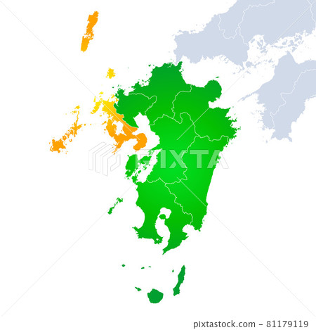 Nagasaki prefecture map and Kyushu district 81179119