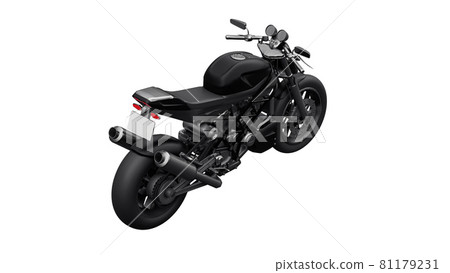 Black super sports motorbike on white background. 3d illustration. 81179231