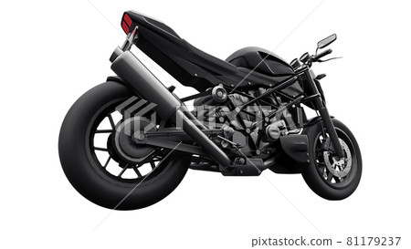 Black super sports motorbike on white background. 3d illustration. 81179237