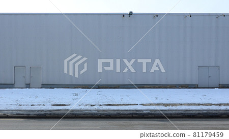 Texture of a high metal wall of an industrial building without windows 81179459