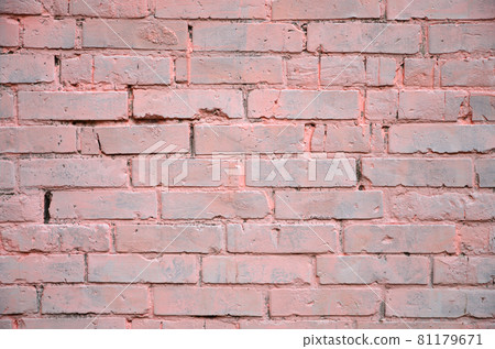 Background texture of old brick wall, painted in pink Background texture of old brick wall, painted in pink 81179671