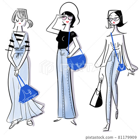 Line art female illustration cut Line art female illustration cut 81179909