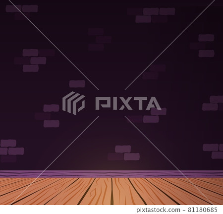 Empty dark room with wood floor and brick wall 81180685