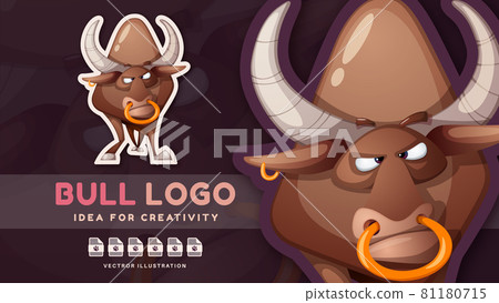 Cartoon churacter evil animal bull - childish sticker 81180715
