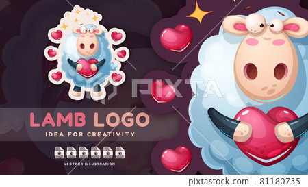 Cartoon character animal lamb with heart Cartoon character animal lamb with heart 81180735