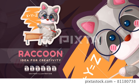 Raccoon teaches math at school Raccoon teaches math at school 81180738