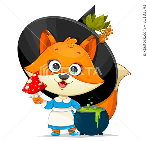 Happy Halloween. Funny witch foxy Happy Halloween. Funny witch foxy 81181341