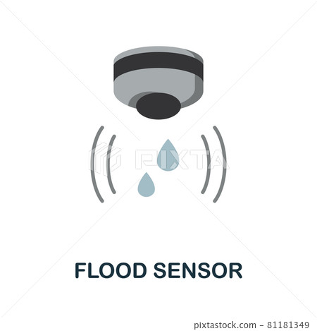 Flood Sensor flat icon. Colored sign from home security collection. Creative Flood Sensor icon illustration for web design, infographics and more Flood Sensor flat icon. Colored sign from home security collection. Creative Flood Sensor icon illustration for web design, infographics and more 81181349