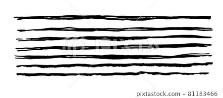 Vector Abstract Stripe Brush Stroke Hand Drawn Texture in Black Color Sketch Simple Pattern isolated on White Background Line Shape 81183466
