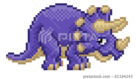 Triceratops Pixel Art Dinosaur Video Game Cartoon - Stock Illustration  [81184243] - PIXTA