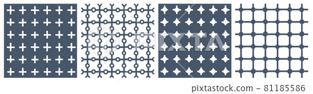 Blue set of abstract grid seamless patterns. Vector winter hand drawn illustrations on white background Blue set of abstract grid seamless patterns. Vector winter hand drawn illustrations on white background 81185586