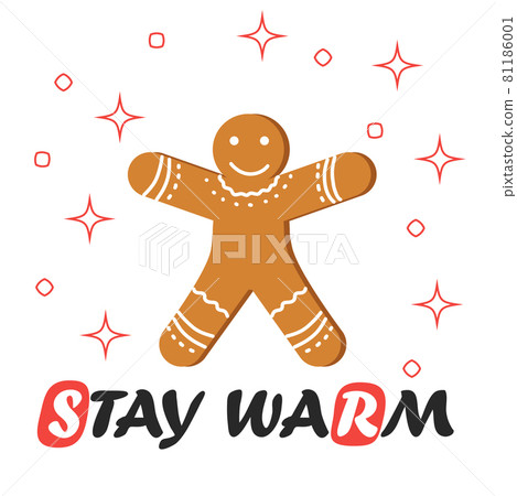 red striped Christmas and New Year's minimal simple postcard with gingerbread man and space for your text. red striped Christmas and New Year's minimal simple postcard with gingerbread man and space for your text. 81186001