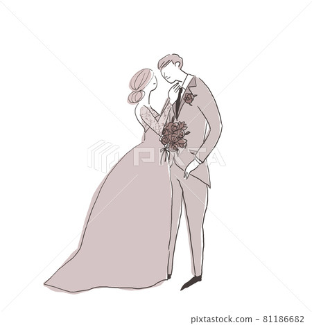 Bride and groom staring at each other, wedding, marriage, wedding dress, wedding, (with dress sleeves) 81186682