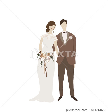 新娘和新郎，情侶，情侶，婚禮，新娘，婚禮，婚姻（白色背景） 81186872