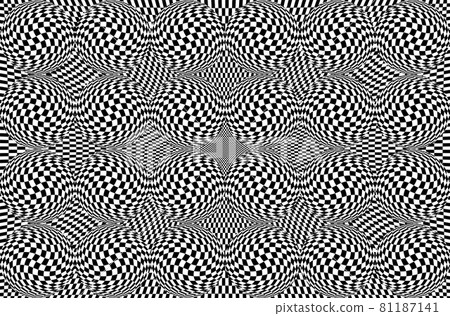 Hypnotic optical illusion in black and white color. Vision 3D geometric background. Abstract optic modern shape in circle. Creative wallpaper for web, print, card, screen. 81187141