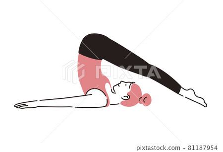 人做瑜伽的女性犁姿勢 81187954