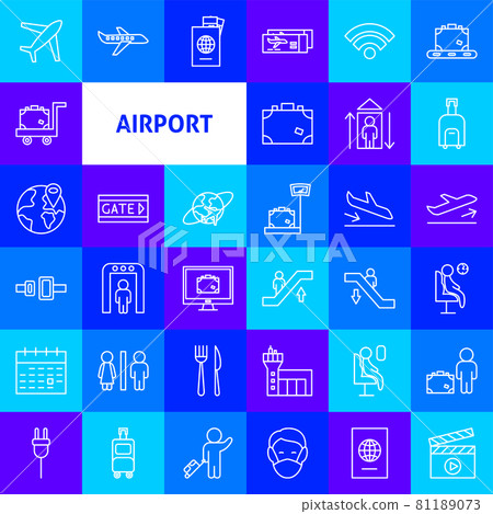 Airport Line Icons 81189073