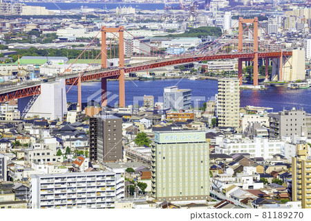 View from Mt. Takato Beautiful Wakato Ohashi Bridge (Kitakyushu City, Fukuoka Prefecture) 81189270