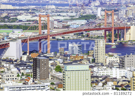View from Mt. Takato Beautiful Wakato Ohashi Bridge (Kitakyushu City, Fukuoka Prefecture) 81189272