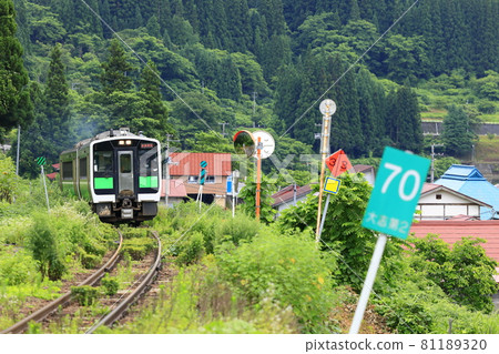 Summer Tadami Line and Tadami Village 81189320