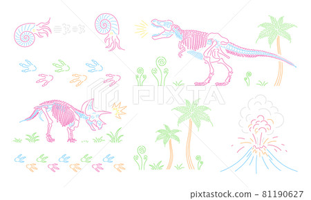Dinosaur illustration set (white background) 81190627