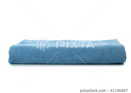 Blue folded towel isolated on white background Blue folded towel isolated on white background 81190807