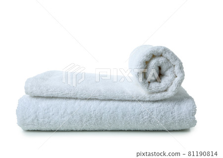 Folded clean towels isolated on white background 81190814