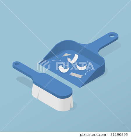 Isometric Home Cleaning Scoop Brush Illustration 81190895