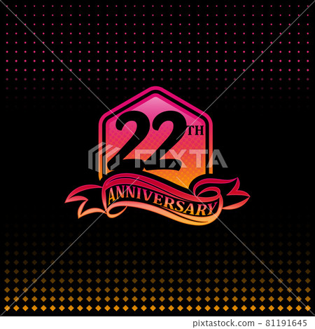 Twenty-two years anniversary celebration logotype. 22th anniversary logo, black background Twenty-two years anniversary celebration logotype. 22th anniversary logo, black background 81191645