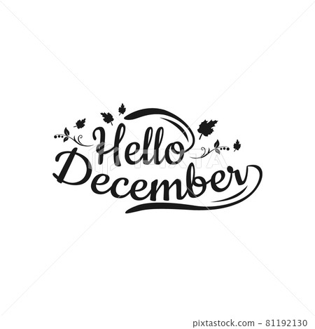 Hello december quote isolated on white background. Hand drawn winter inspirational card. Vector illustration Hello december quote isolated on white background. Hand drawn winter inspirational card. Vector illustration 81192130