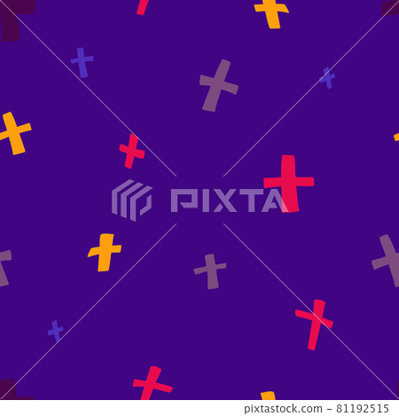 Plus signs and crosses psychedelic bright seamless hand drawn pattern. Vector pattern for textile, design elements. Plus signs and crosses psychedelic bright seamless hand drawn pattern. Vector pattern for textile, design elements. 81192515