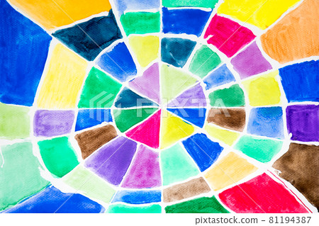 Watercolor colorful circle spider web net pattern abstract background 81194387