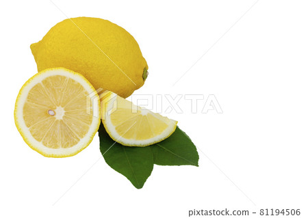 yellow lemon citrus fruit and green leaves 81194506