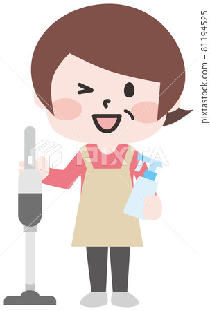 Two-headed _ senior woman doing housework Two-headed _ senior woman doing housework 81194525